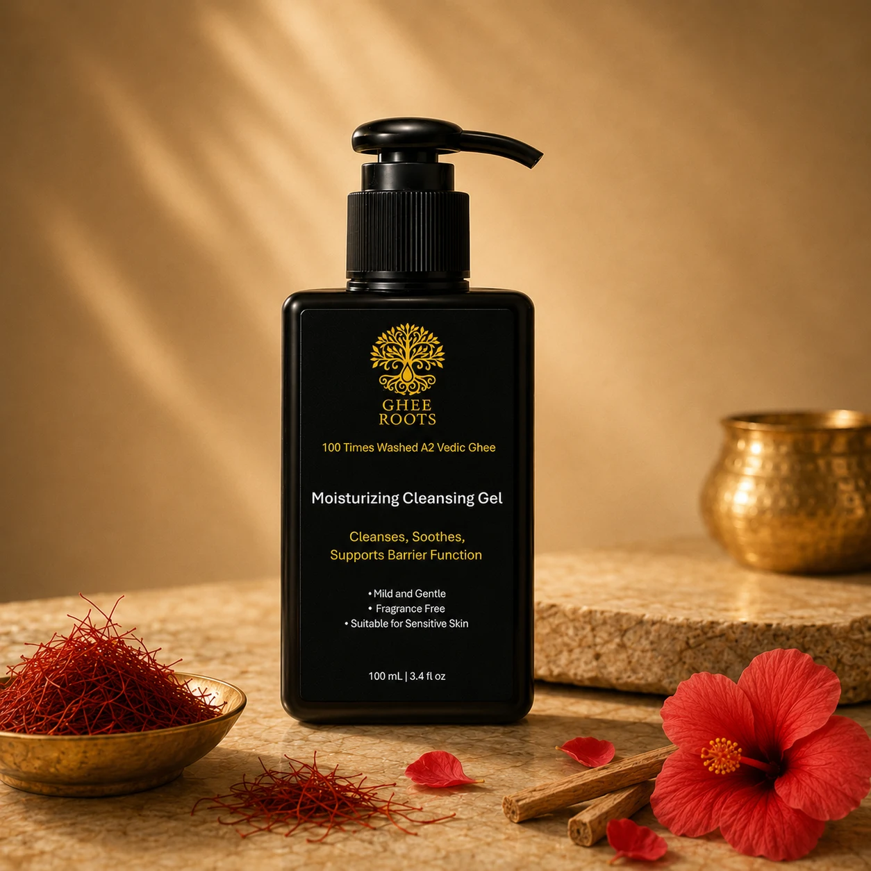 Moisturizing Cleansing Gel in a black pump bottle
